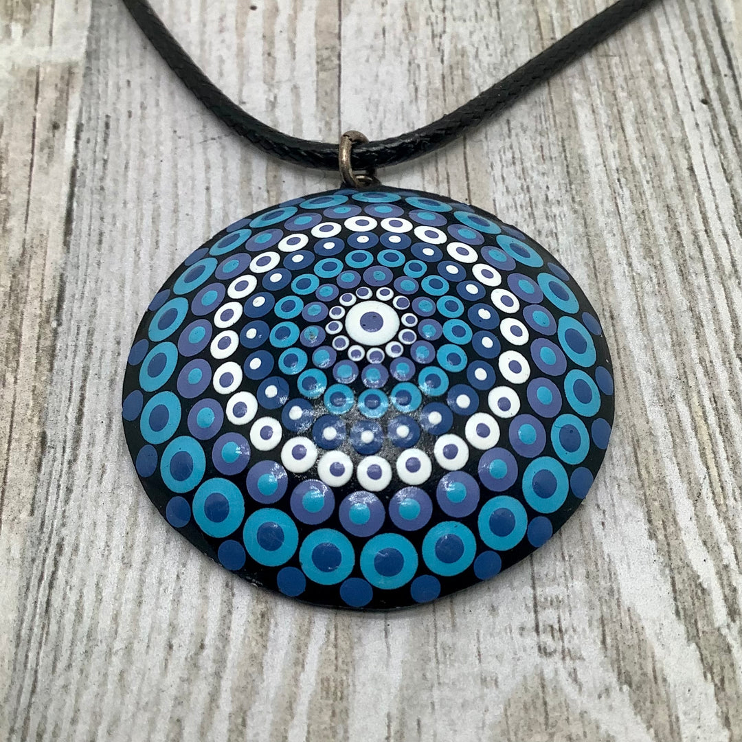 Mandala Necklace in White and blue
