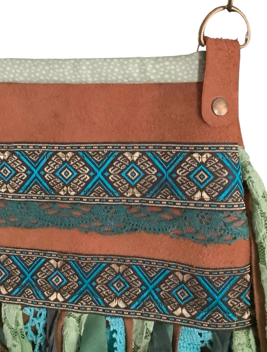 One-of-a-Kind Leather Boho Bag with Adjustable Strap