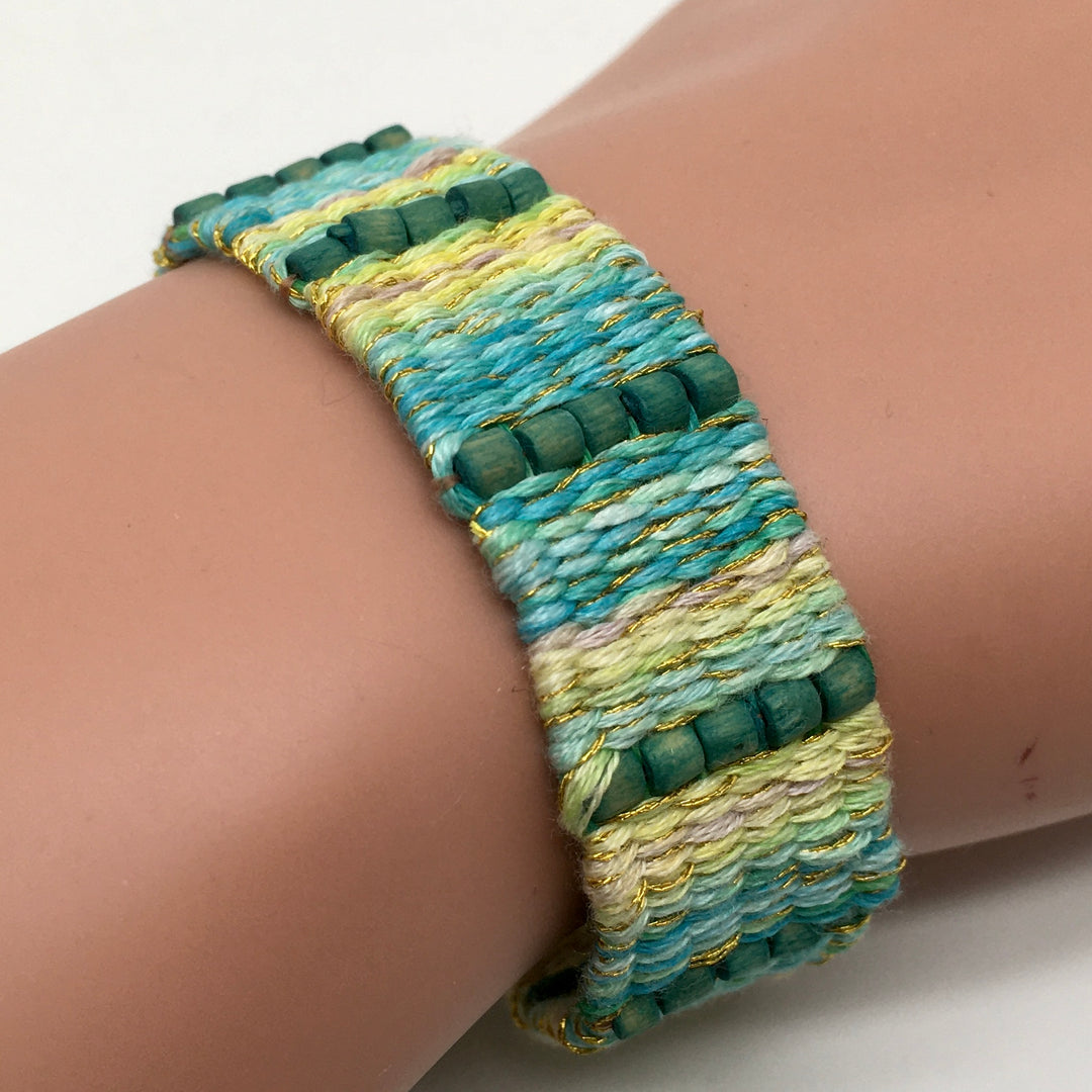 Woven Bracelet in Shades of Blue and Green
