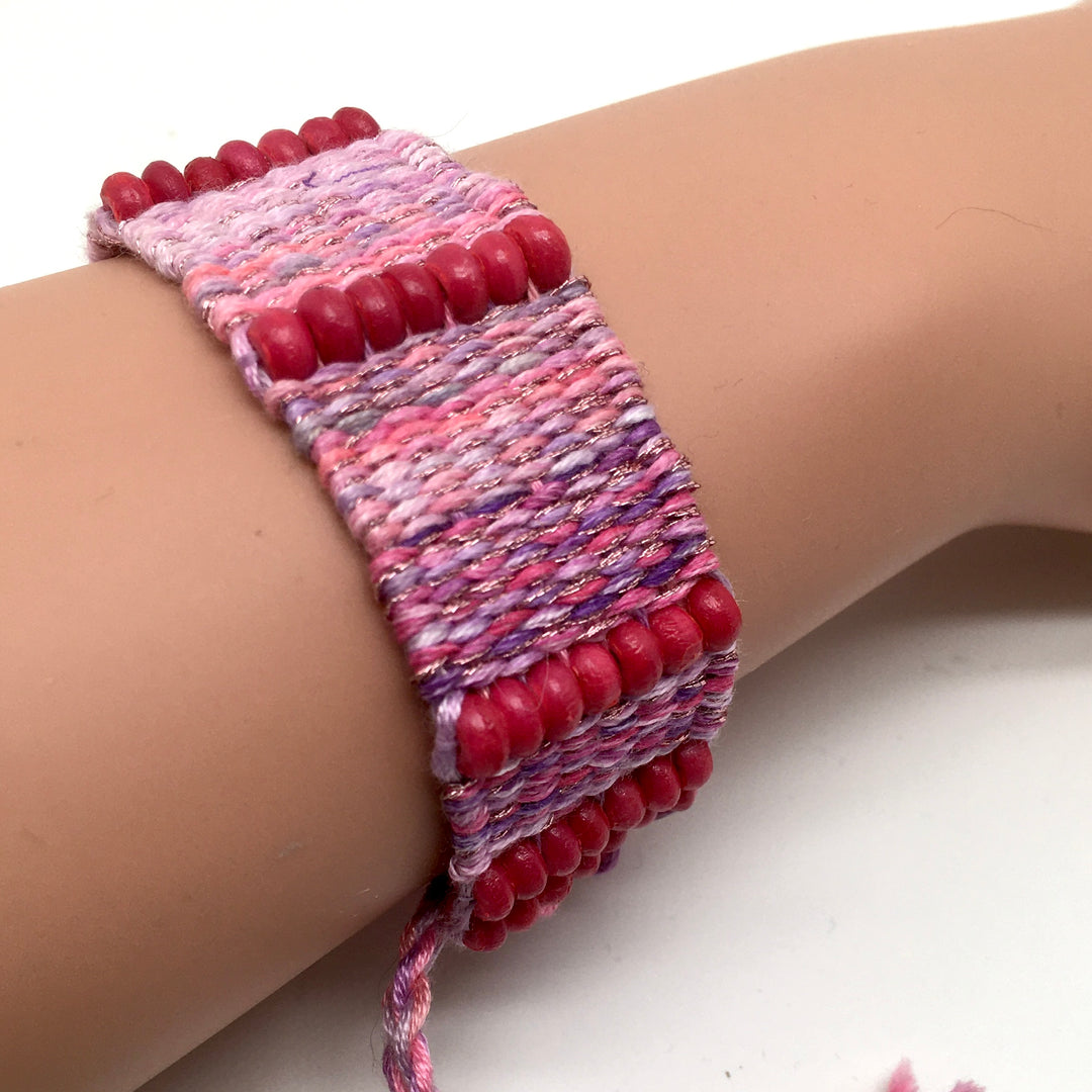 Woven Bracelet in Various Pinks and Lavender