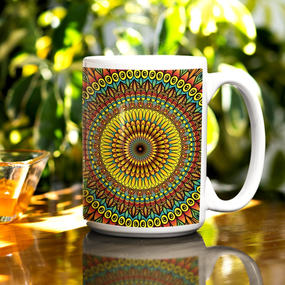 Yellow & Blue Mandala Mug | Handcrafted Mandala Mugs | Mandala Stone