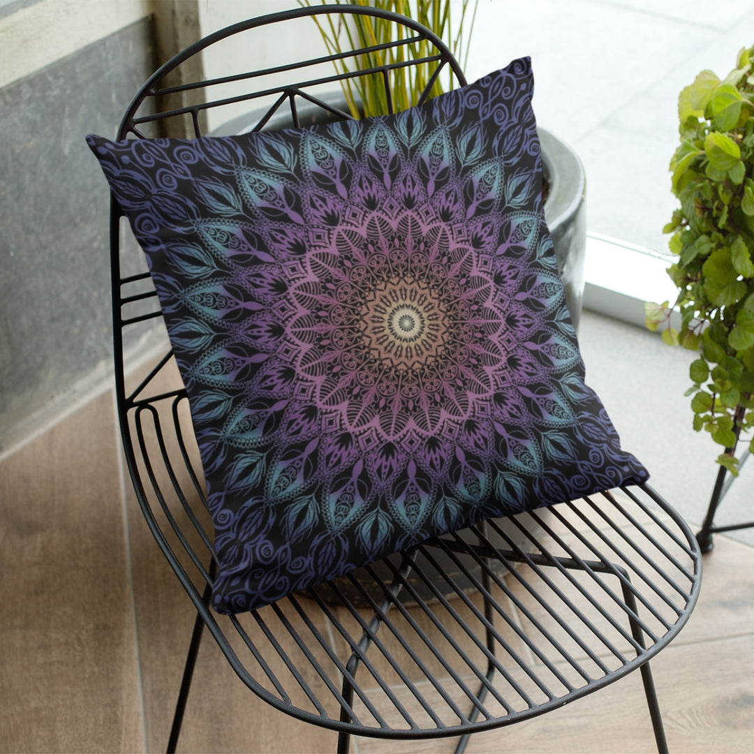 A whimsical and imaginative throw pillow named 'Pastel Dreams: Playful Mandala Throw Pillow,' exuding the essence of playful daydreams, creativity, and the magic of dreams through its design.