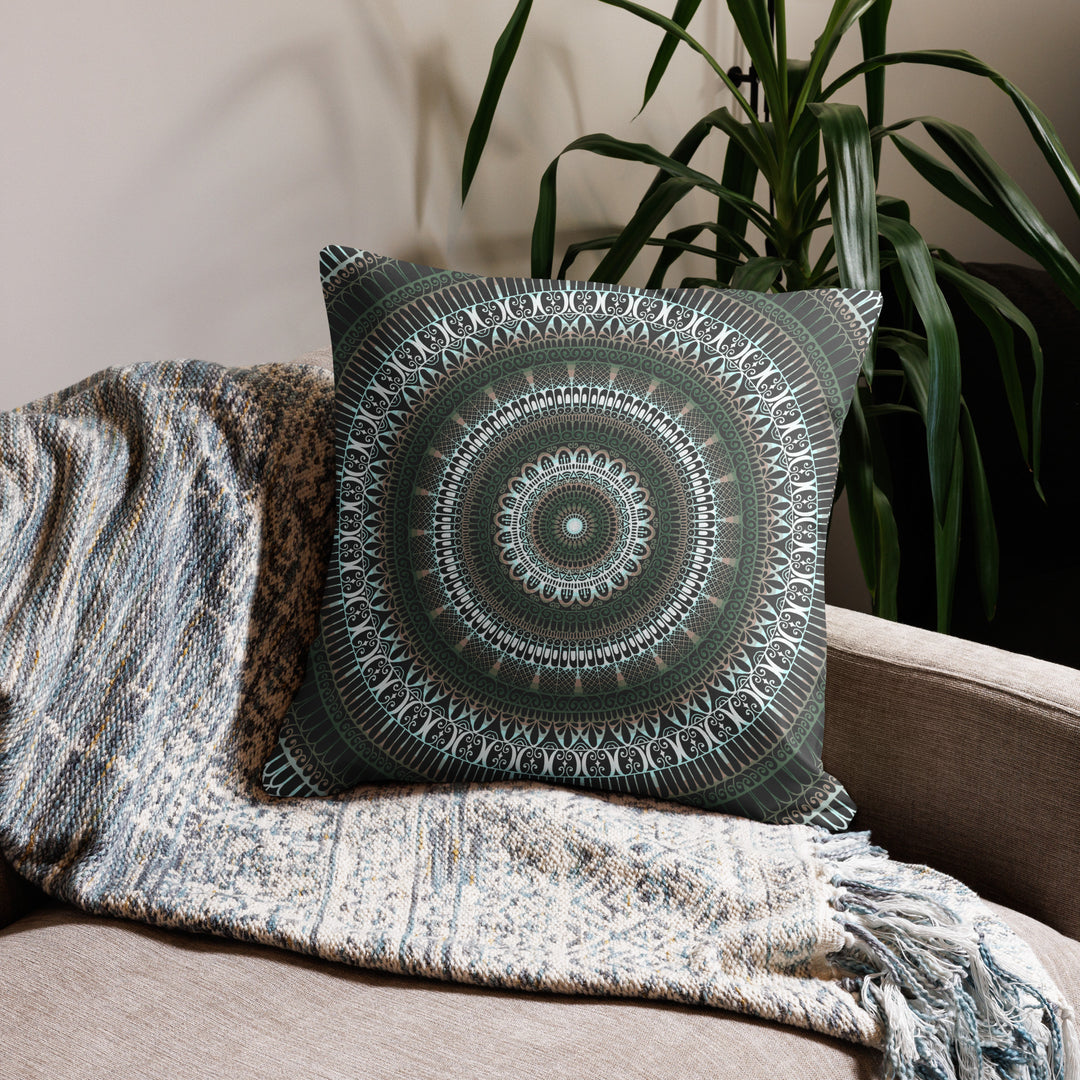 Enchanted Forest: Mandala Pillow Cover in Serene Green