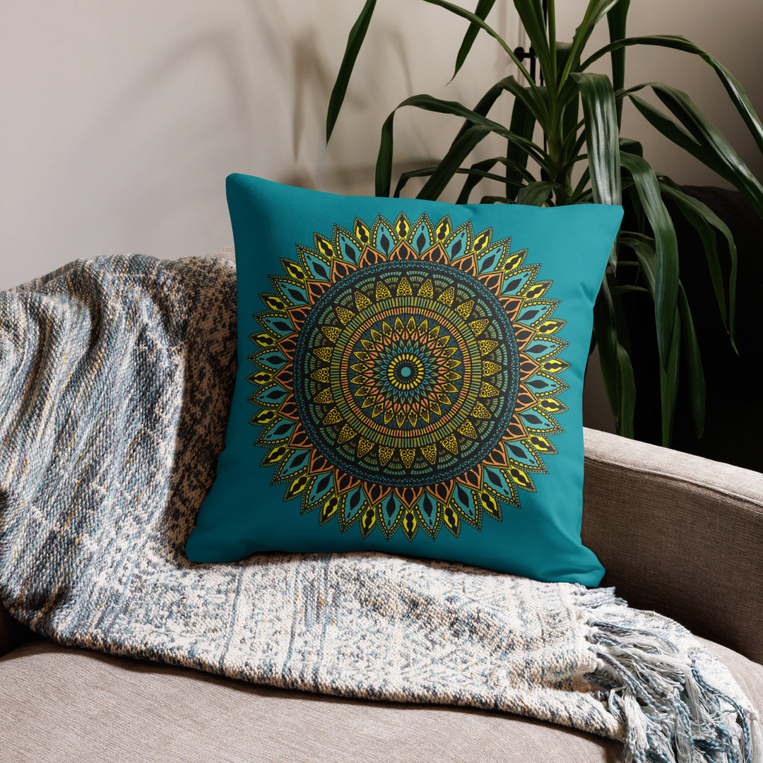 Eastern Blue Pillow Cover with Mandala Southwest