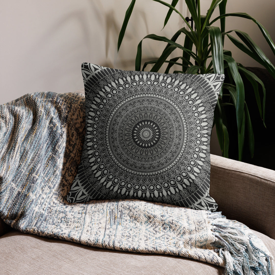 Grey Mandala Pillow Cover | Mandala Pillow Cover | Mandala Stone