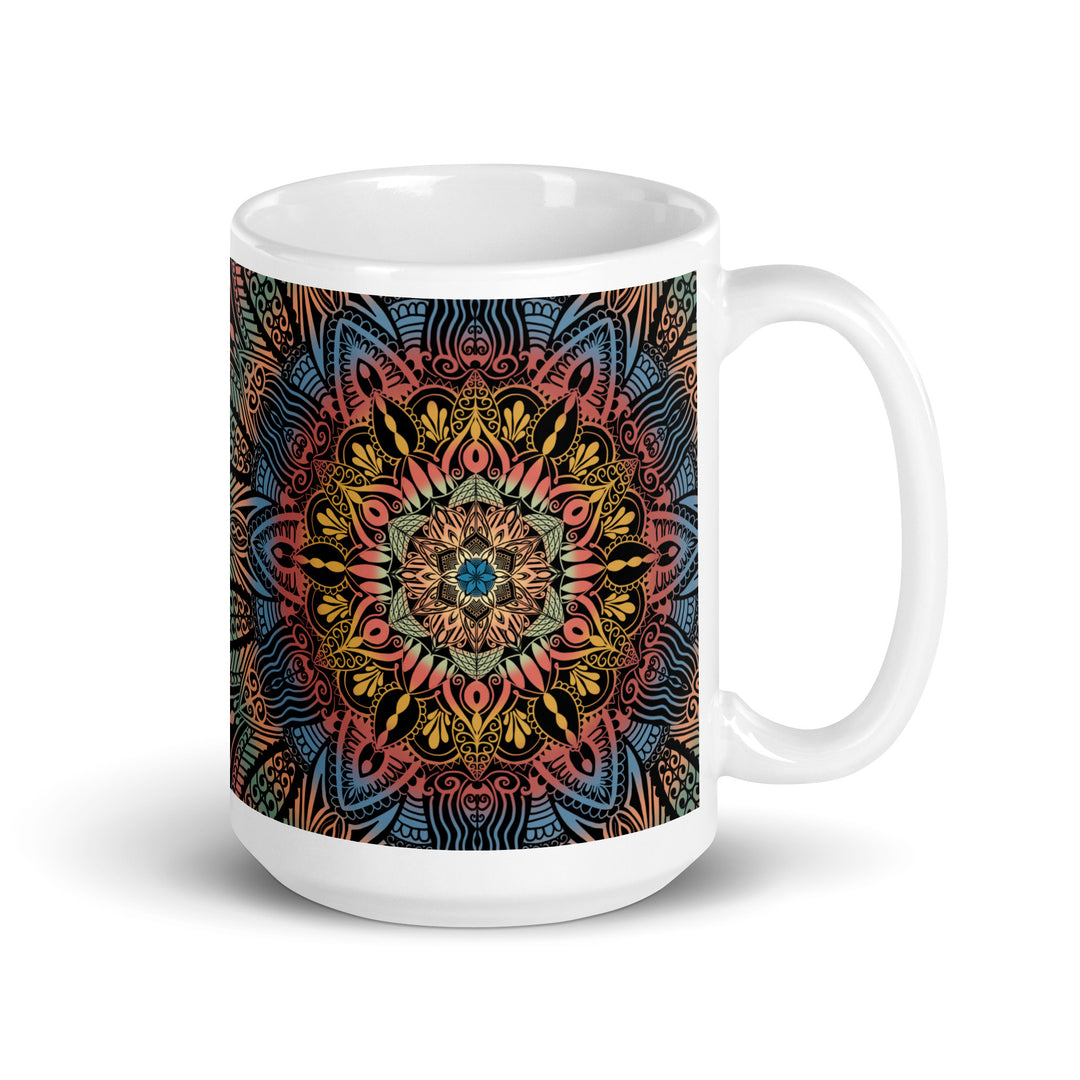 Dynamic Splendor: Psychedelic Mandala Mug